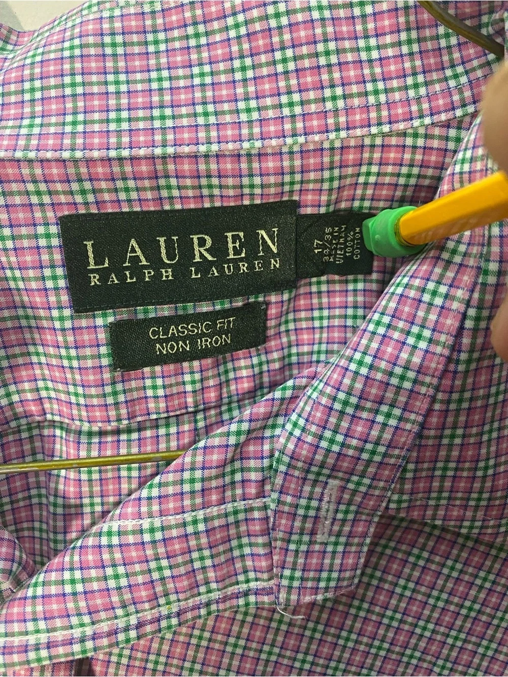 Lauren Ralph Lauren Pink and Blue Checked Dress Shirt